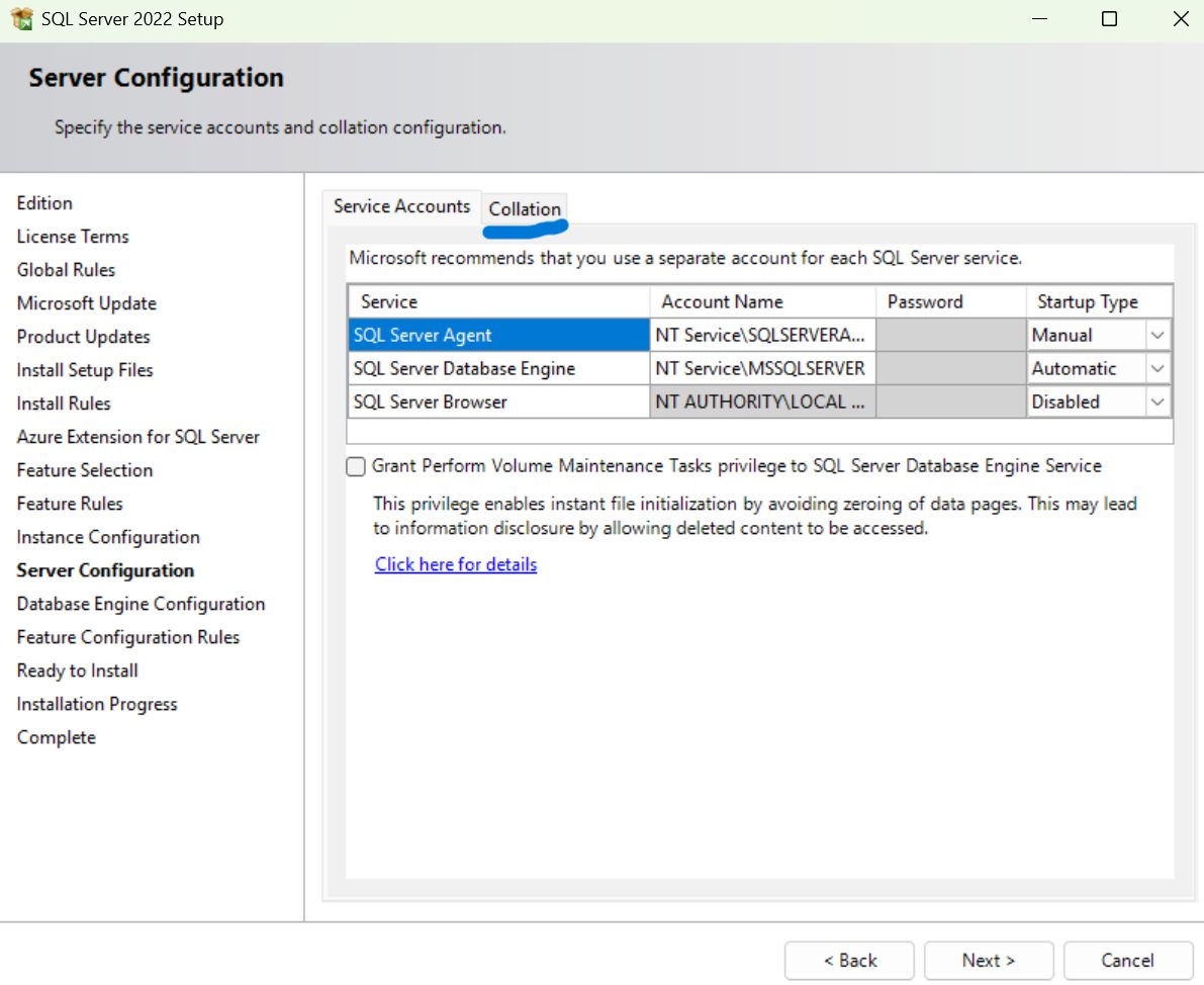 SQL Server 2022 setup service configuration screen during remediation in Putney